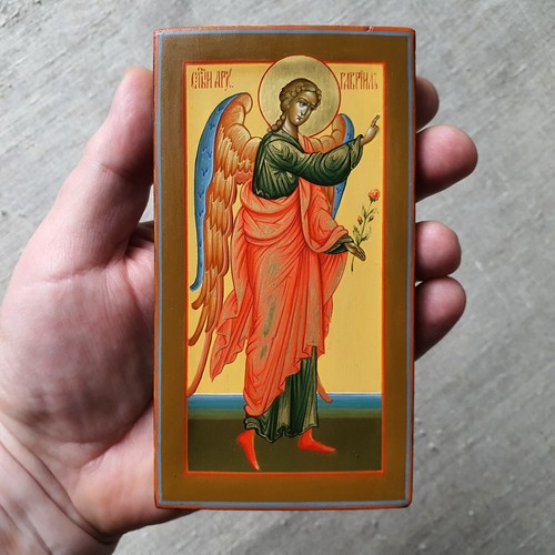 VINTAGE.Original Handmade Orthodox Icons Annunciation of the Blessed Virgin Mary - Picture 5 of 17