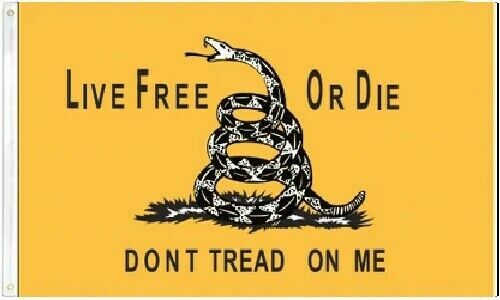 Bandera tejida 3X5 LIVE FREE OR DIE DON'T THREAD ON ME GADSDEN FLAG 100D - Imagen 1 de 3