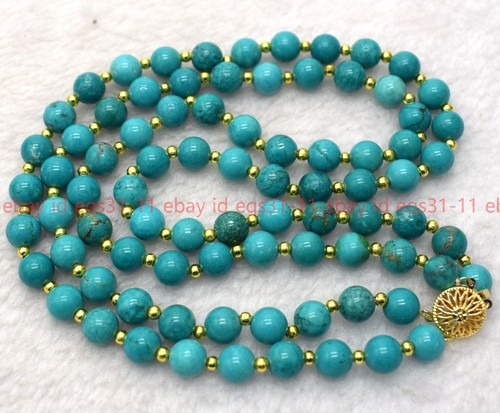 Beautiful 2 Rows 6/8/mm Round Multicolor Gemstone Natural Beads Necklace 18-19'' - Picture 33 of 63