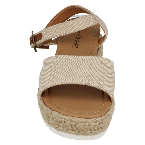 Ladies Mid Platform Wedge Espadrille Mule Sandal with Buckle Ankle Strap: F12091 - Picture 27 of 28