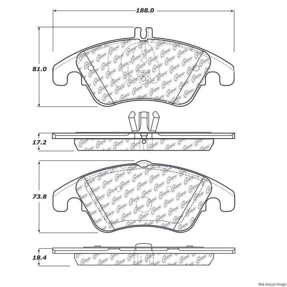 Semi-Metallic Disc Brake Pad Set Front Centric For 2008-2015 Mercedes-Benz C350 Foto 3 de 4