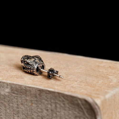 Orecchini a perno testa di serpente in argento sterling per uomo donna A1205 - Foto 3 di 8