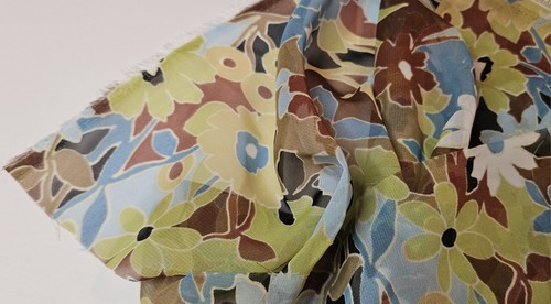 Polyester Fabric Material - Brown Blue Green - 2 Yards 46x72" - Sheer Organza