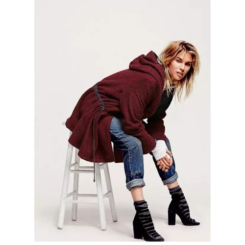 Free People Cappotto Giacca Oversize Rosso Grigio Immagine Satellitare Tweed Swing XS Autunno - Foto 2 di 8