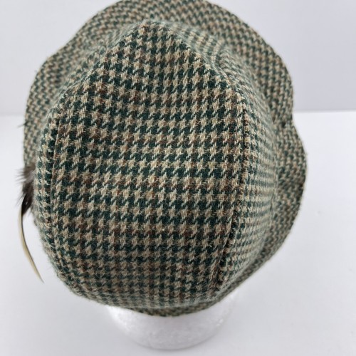 Unisex Houndstooth 1970s Brown Vintage Retro Fedora Hat Feathers - Picture 5 of 12
