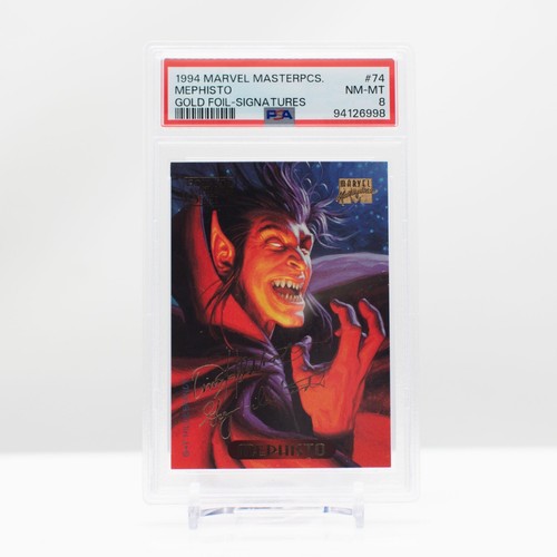 Marvel 1994 Marvel Masterpieces Mephisto Gold Foil Signatures #74 PSA 8 - Bild 2 von 4