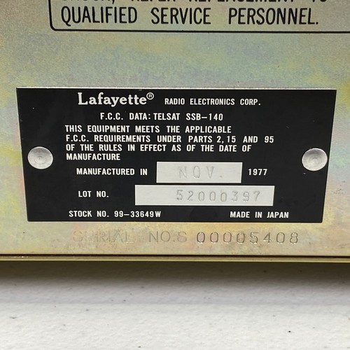 Lafayette Telsat SSB-140 CB Base Station 40 Channel w/mic Tested/ Working - Zdjęcie 11 z 13