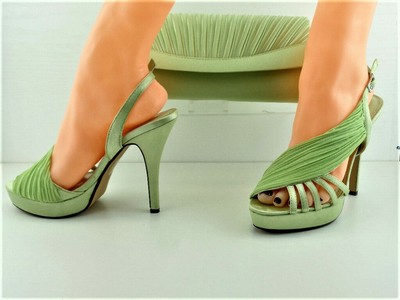 lime green shoes and matching bag