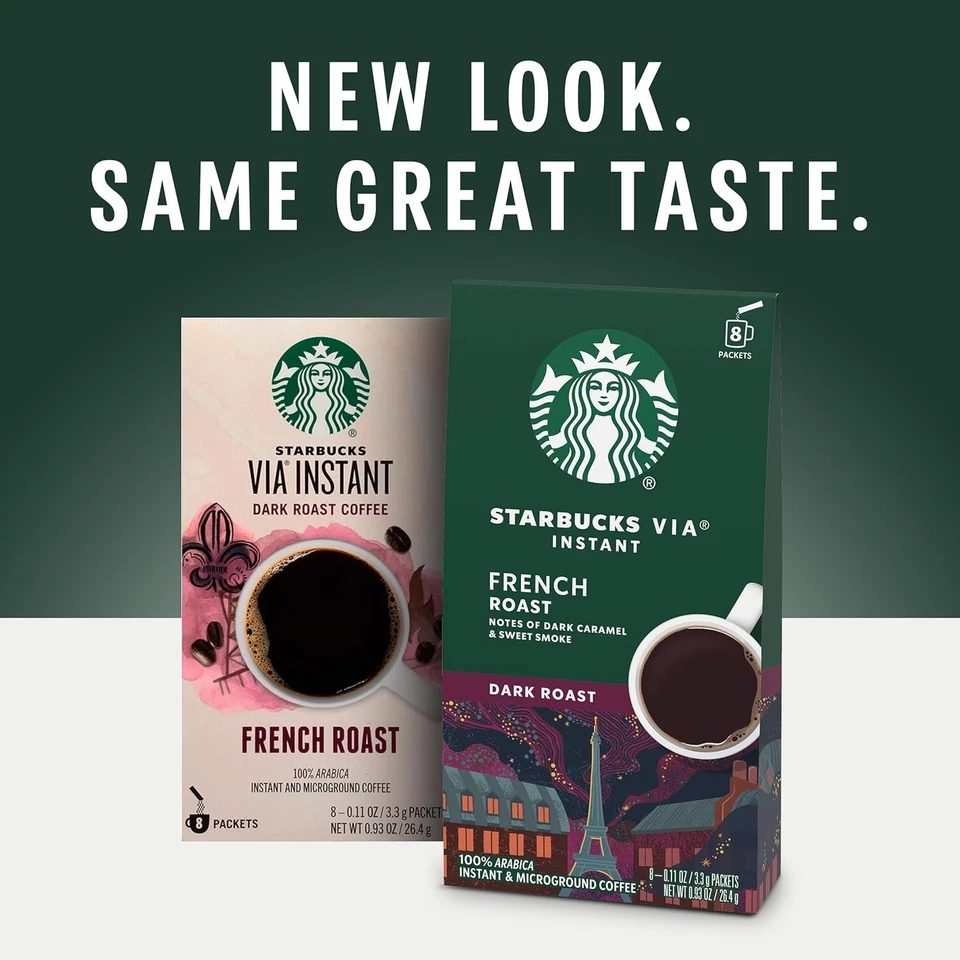 Starbucks Via Instant Coffee Dark Roast Coffee French Roast 100% Arabica 12 B... - Image 2 of 4