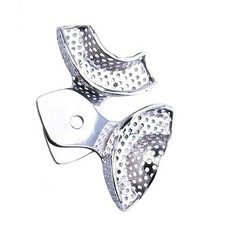 2 Pcs Dental Pair Tray Anterior Stainless Steel Perforated Impression Instrument