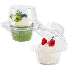 60 Pack Individual Cupcake Containers Plastic Cupcake Boxes Cupcake Holders S...