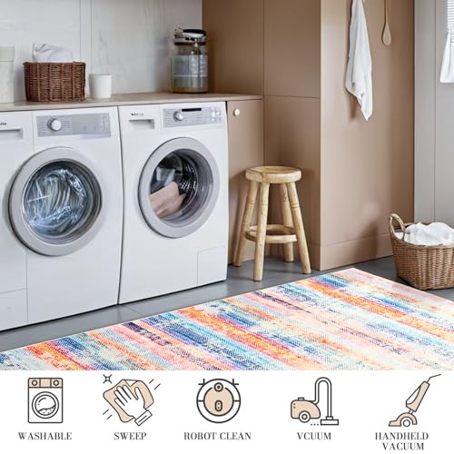 Moderner waschbarer Teppich, 4x6 Fuß Ombre Vorleger für Wohnzimmer, Indoor rutschfest - Bild 3 von 8