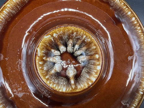 Vtg Kathy Kale Brown Drip Glaze Chip & Dip / Veggie Serving Tray 11 1/2” Wide - Picture 3 of 9