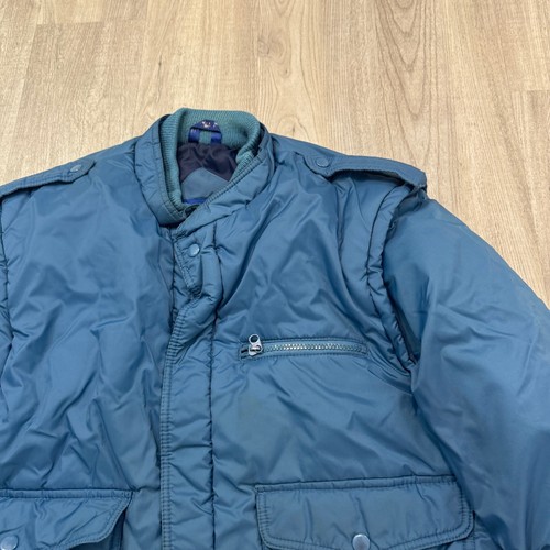 Vintage Arctic Circle Bomber Jacket Vest Men's Large Blue Teal 90s Ski Snowboard - Picture 3 of 8