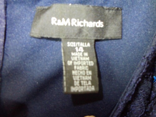 R&M Richards Women's Navy Sequin Lace 2-Piece Dress Jacket Set Size 14 - Picture 5 of 14