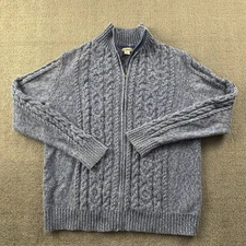 LL Bean Jacket Womens Large Blue Full Zip Long Sleeve Knit Casual Ladies