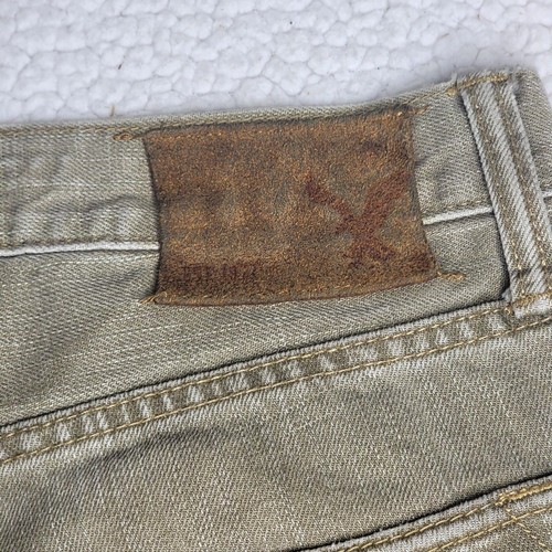 American Eagle Slim Straight Men's Size 30 W 32* L Olive Green Button Fly Jeans - Picture 3 of 9