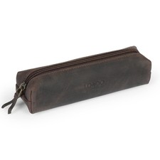 Genuine Leather Zipper Pen, Pencil & Cosmetic Case