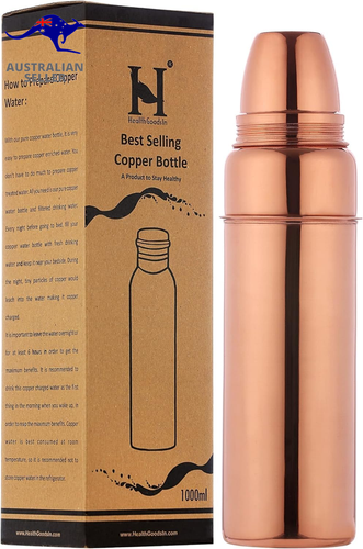 Healthgoodsau - Traveller'S Pure Copper Water Bottle with Cup for Ayurvedic Heal - Picture 11 of 12