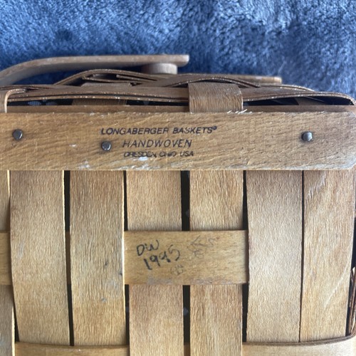 Longaberger 1995 Medium Berry Basket w/ Swing Handle Liner Protector - Bild 10 von 10