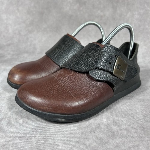 Scarpe vintage Birkenstock Betula Charleston bicolore in pelle nero/marrone - W6/M4 - Foto 2 di 10