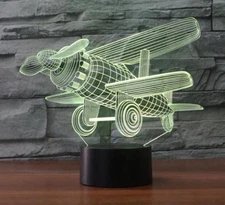 Desk Table Lamp Airplane 3D illusion Night Light 7 Changeable Colors LED Touch