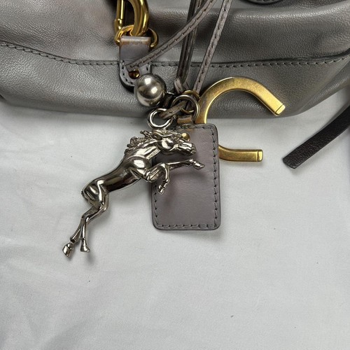 Chloe Kerala Handbag Tote Bag Leather Gray Greige Horse Charm Used 9262 - Picture 5 of 12