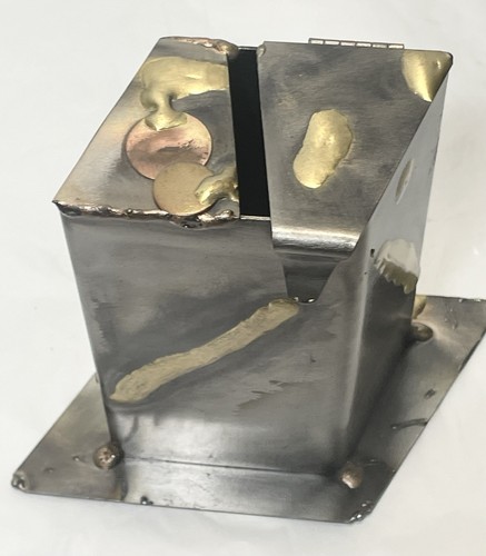 Vintage Gary Rosenthal Hebrew Metal & Glass Tzedakah Pushke Jewish Charity Box - Picture 9 of 12