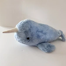New 24" Blue Plush Narwhal Whale Adopt a Pet FAO Schwarz Includes 3" Horn