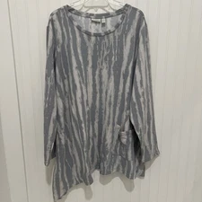 Logo Lounge 3X  Gray Tie Dye Soft Tunic Sweatshirt Cozy