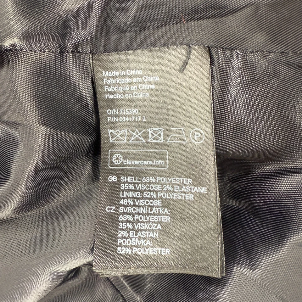 Blazer feminino H&M 10 preto geométrico um botão gola V manga longa forrado casual - Imagem 4 de 4