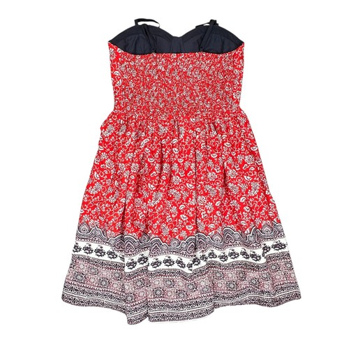 Maurices Dress Womens Medium Red Floral Smock Back Summer Party Sundress - Picture 2 of 13