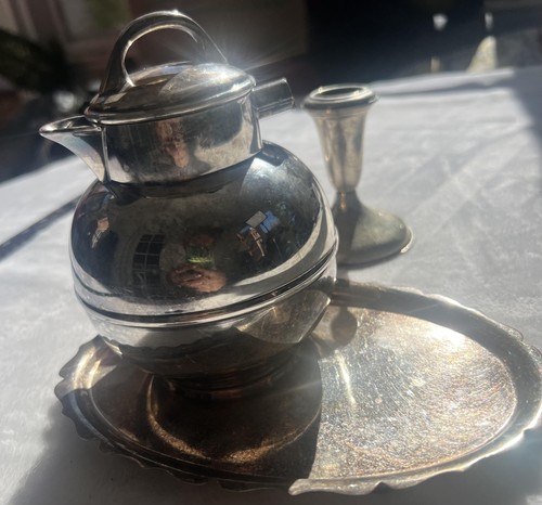 Vintage Empire Sterling Weighted Candlesticks K S Co Silverplate Pitcher Tray - Picture 3 of 14