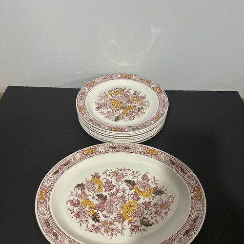 Set Of 9 Ridgway Canterbury Ironstone 4269 Dinner Plates Staffordshire England - Picture 2 of 15