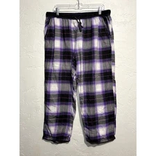 DKNY purple plaid pajama pants womens XL cozy comfort lounge loungewear comfy