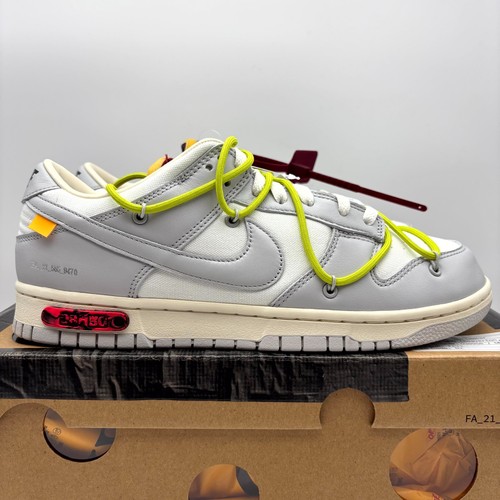 Nike Dunk Low Off-White (Lot 8) Sail Grey Athletic Shoes Size 10 Mens DM1602-106