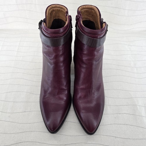 Miz Mooz Mujer Justicia Rojo Burdeos Cuero Tacón Botines Zapatos Talla 38 EU - Imagen 3 de 14