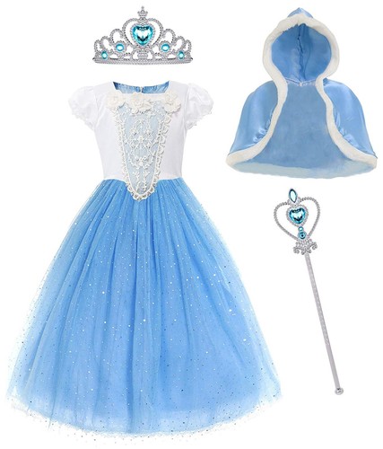 Cinderella Princess Dress Girls Snow White Fancy Party Costume Halloween Dres...