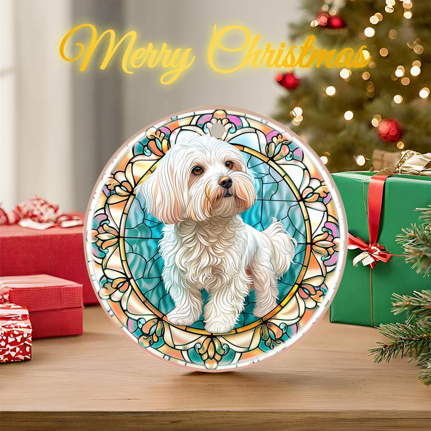 Bichon Frise Christmas Ornament Bauble Keepsake Decor Animal Lovers Tree Gifts 