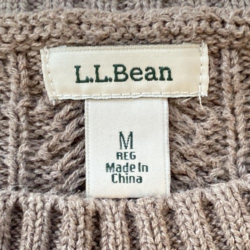 Suéter LL Bean Mujer Medio Marrón Tejido con Cable Pullover 100% Algodón Clásico - Imagen 7 de 14