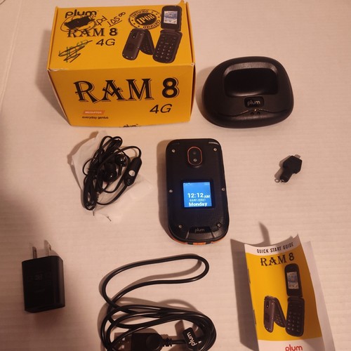 Plum Ram 8 - Black Unlocked Rugged Flip Phone (Dual SIM) Open Box