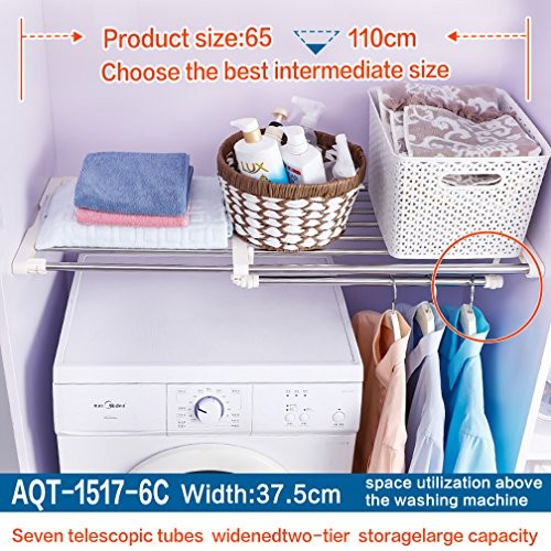 Closet Tension Shelf Expandable 65-110cm/25.59-43.30inches With Hanging Rod - Picture 7 of 7