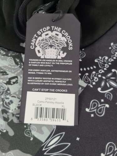 CROOKS & CASTLES Camo Paisley Schwarz Hoodie Herren Gr. XL Neu Mit Etikett  - Bild 6 von 9