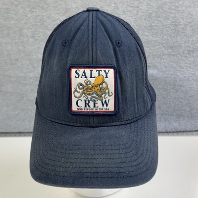 Salty Crew Ink Slinger Retro Trucker Hat NAVY BLUE Mesh 6 Panel Octopus