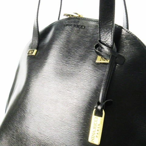 Nina Ricci Schultertasche Handtasche Leder Logo geprägt Gold Hardware schwarz /Ck5 G - Bild 5 von 9