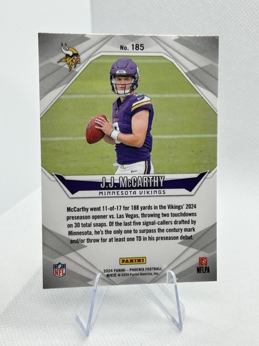 Panini Phoenix 2024 - Novatos J.J. McCarthy #185 Plata (RC) | Vikingos | COMO NUEVO - Imagen 2 de 2