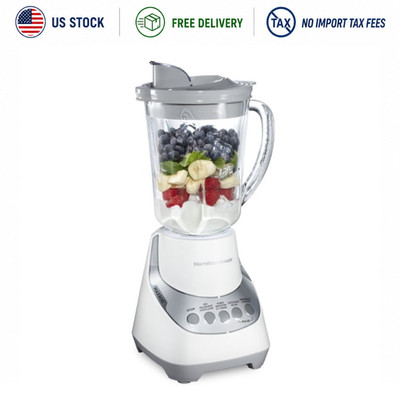 Hamilton Beach Quiet Blender 48 oz Glass Jar 12 Functions Ice Crusher White
