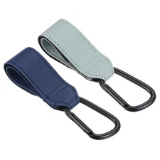 2 Pack Shopping Bag Hook Organizer Hook Leather Straps Sky Blue/Dark Blue
