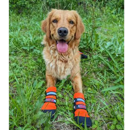 Botas de neopreno reflectantes para todo clima Bark Brite para perros, 4 unidades, naranja, XX-GRANDES - Imagen 2 de 6