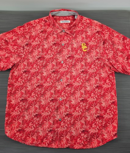 Tommy Bahama USC Trojans Men's 100% Silk Floral Short Sleeve Hawaiin Shirt - Picture 2 of 5